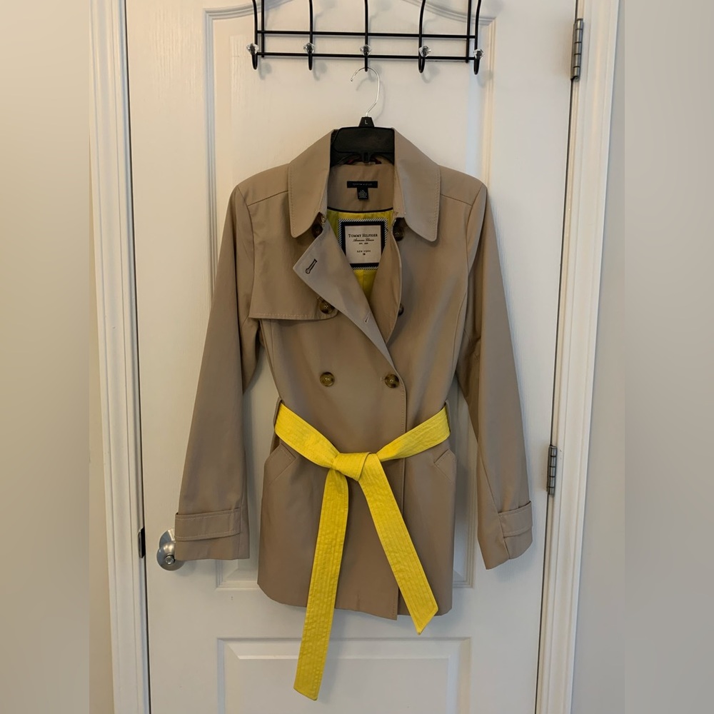 Beige and Yellow Tommy Hilfiger Trench Coat